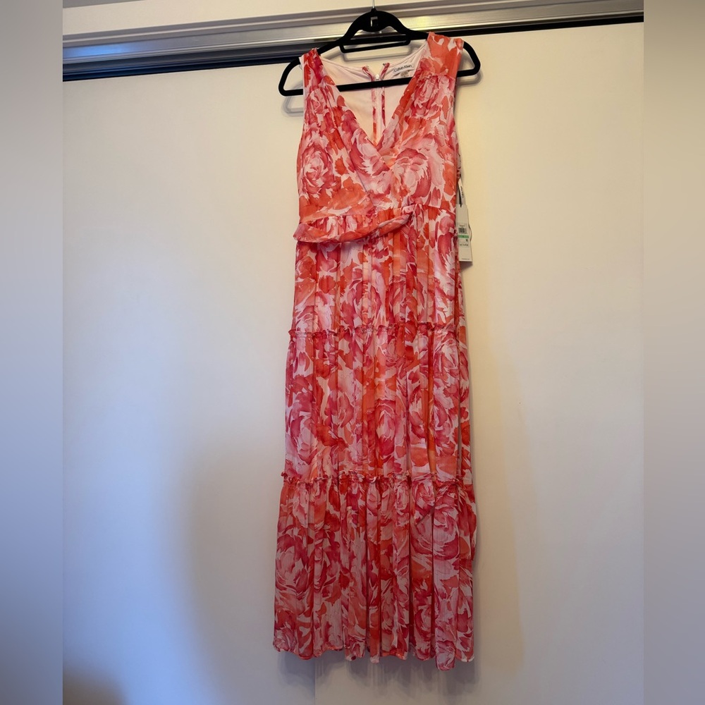 Calvin Klein Coral Floral Maxi Dress